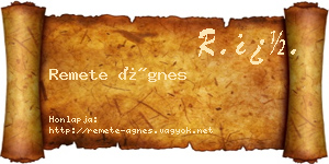 Remete Ágnes névjegykártya